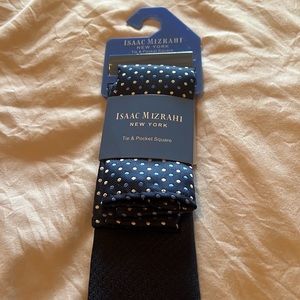 Issac Mizrahi Navy Tie and Pocket Square